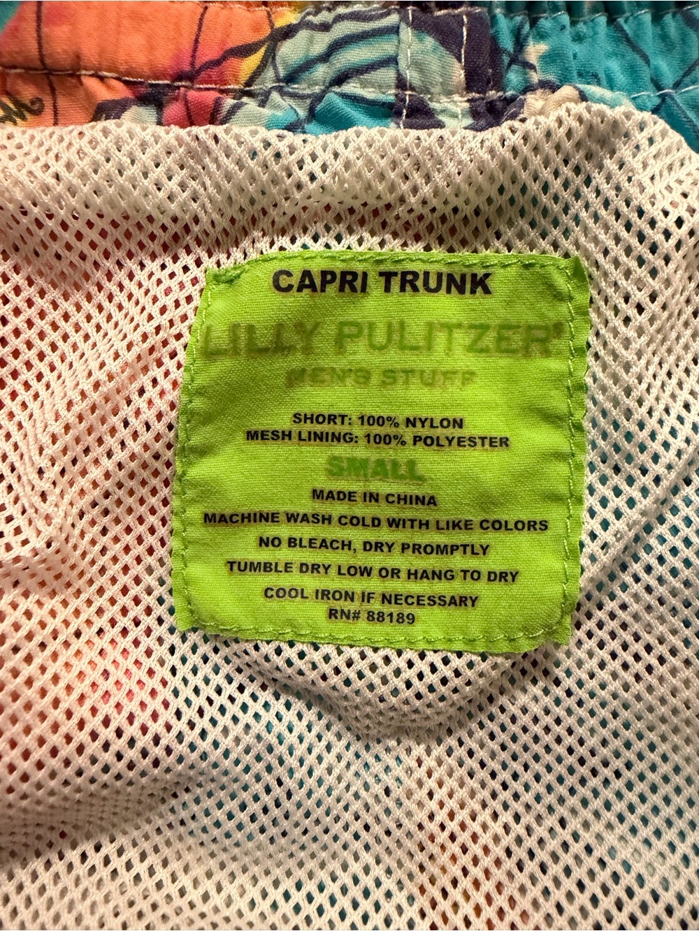 Lilly Pulitzer Men's Small Map Print Capri Trunk Swim Trunks - Picture 2 of 5